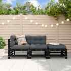 Vidaxl 3 Piece Garden Lounge Set With Cushions Black Solid Wood Sp