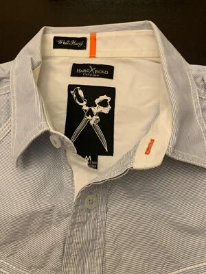 Camisa Marc Ecko Para Hombre Mediana Blanca Corte y Coser con Botones L/S Y2K De Colección Mancha de Algodón Foto 1 de 4