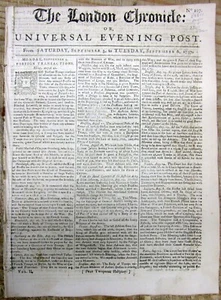 Original 1756-1763 London newspaper THE FRENCH & INDIAN WAR in American Colonies - Picture 1 of 3