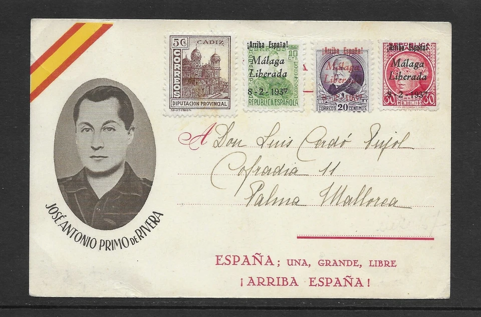 F963 SPAIN - JOSE A. PRIMO DE RIVERA OLD POSTCARD - FALANGE - PATRIOTIC - Image 1 of 1