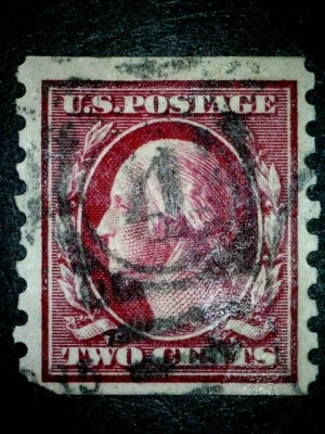 US   393 Two Cts. Washington Dark Carmine P 8 1/2V  VF Used  Coil Sgl  ScCV $45 - Image 1 of 2