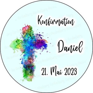 Konfirmation Tortenaufleger Party Deko personalisiert Name Taufe Kreuz essbar - Bild 1 von 13