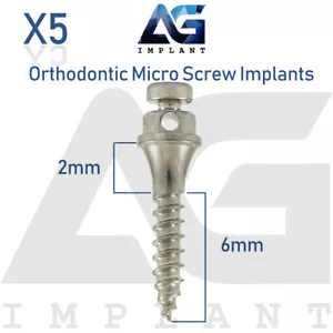 5 micro tornillos de ortodoncia autoperforamiento dental titanio estéril 2 mmx6 mm - Imagen 1 de 3