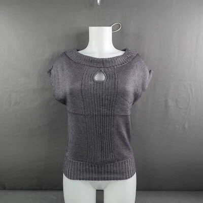 Suéter feminino de tule pequeno azul preppy casual retrato pescoço buraco na fechadura escritório carreira - Imagem 1 de 4