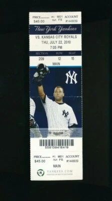 July 22 2010 royals @ Yankees ticket Derek Jeter 2 Hits HR Arod HR 3 hits 4 RBI - Image 1 of 2