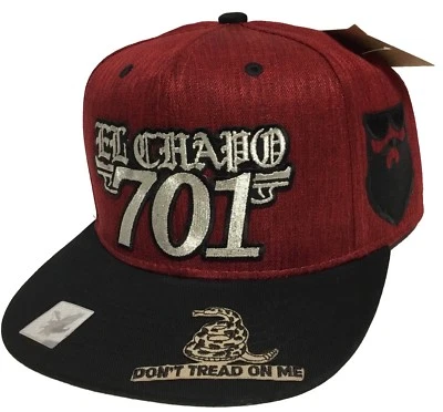 Sombrero El Chapo 701 El Señor De La Barba Don’t Tred On Me 3 Logotipos Granate Negro Foto 1 de 2