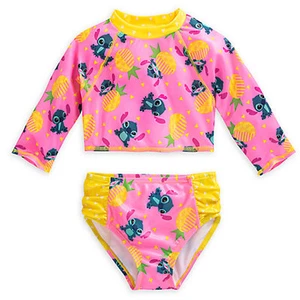 NWT Disney Store Stitch Rash Guard Swimsuit 2pc UPF 50+ Girls Lilo & Stitch - Picture 1 of 4