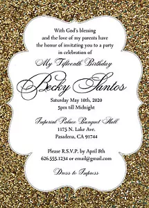 Diseño Brillo Personalizado XV Quinceañera Dulces Dieciséis Invitaciones - Imagen 1 de 2