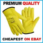 Fleece Lined Leather Drivers Work Gloves For HGV Fork Lift Truck Lorry Driver