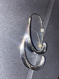 ATI Mexico 925 gehämmerte Ohrringe 2" Halbcreolen konkav - Bild 1 von 7