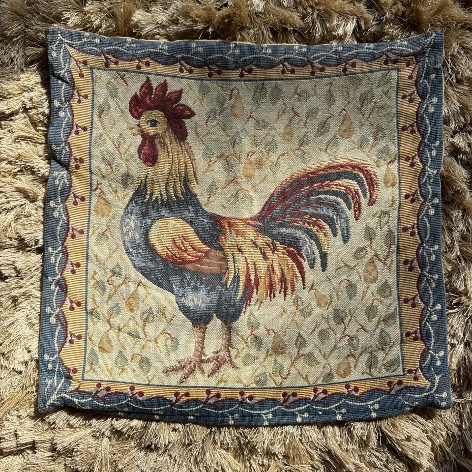 J PANSU PARIS Gallo Tapiz Funda Almohada Algodón Francés País 17x17 Bueno Foto 1 de 4