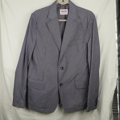 Blazer D&G Dolce & Gabbana para Hombres 50 Azul Rayas Algodón Chaqueta Informal Sin Forro Foto 1 de 4