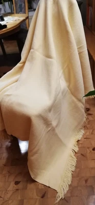 NEU Egeria Baumwoll Decke 130x200 hellgelb Fransen flauschig Kuscheldecke -b- - Bild 1 von 4