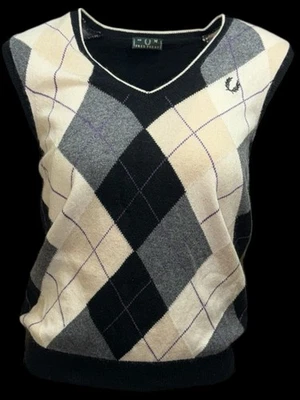 FRED PERRY Damen Casual Merino Wolle Pullunder Angora Kashmir Schwarz Gr.M - Bild 1 von 4