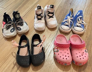 Girls Shoe Lot Size 9 Nike Converse Crocs Mini Melissa Sneakers Sandals Bundle - Picture 1 of 3