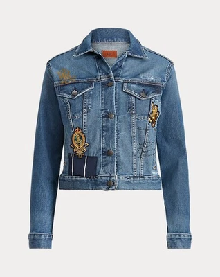 CHAQUETA DENIM NUEVA CON ETIQUETAS RALPH LAUREN parche cuadrado de colección retazos precio de venta sugerido por el fabricante 175 USD pequeña para mujer Foto 1 de 4