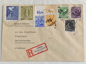 SBZ Zehnfachfrankatur MiF mit Bezirkshandstempel R-Brief SCHÖNA 28.6.48, BPP - Bild 1 von 2