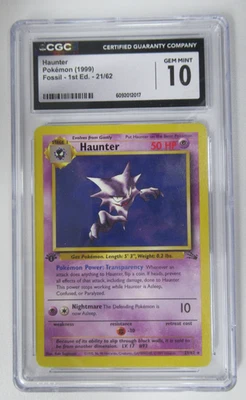 1999 Pokemon Base Set 1st Edition Haunter 21/62 CGC 10 Gem Mint - Image 1 of 3