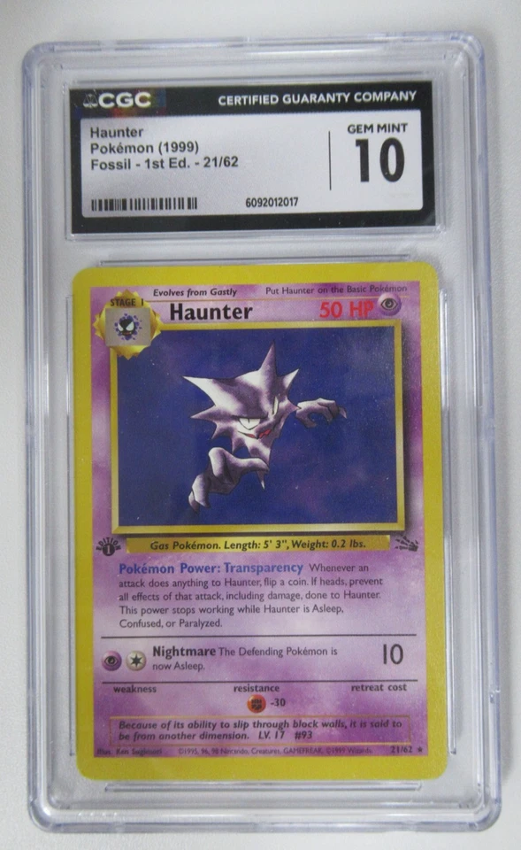 1999 Pokemon Base Set 1st Edition Haunter 21/62 CGC 10 Gem Mint - Image 1 of 3