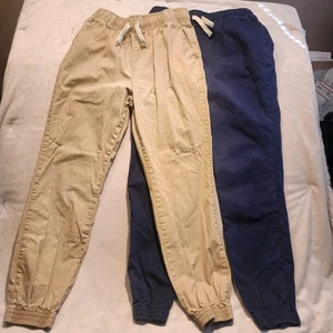 Set of 2  Children's Place Stretch Pull on Jogger Pants, Tan & Blue, Size 14 - Picture 1 of 13