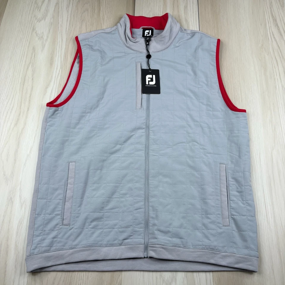 NWT FootJoy Men's Gray Moisture Wicking Full Zip Golf Puffer Hybrid Vest Large - Image 1 of 4