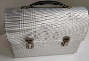 Vintage 1960s Aluminum Dome Lunch Pail Touch This & Die Faded Owner Tag Rare! - Picture 1 of 9