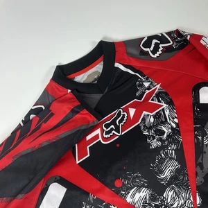 Fox Racing Mens SZ M Red HC Jersey Shirt Skull Motocross BMX Dirt Bike MX Gear - Picture 1 of 8