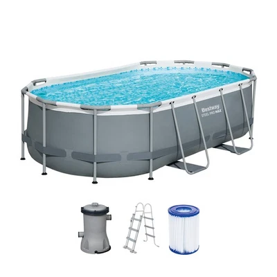 Steel Pro MAX™ Frame Pool Set mit Filterpumpe 427 x 250 x 100 cm , grau, oval - Bild 1 von 4