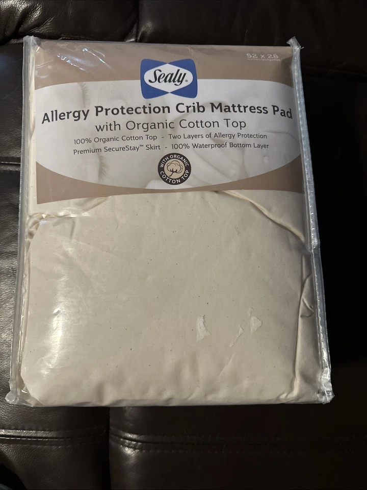 Sealy Allergy Protection Crib Mattress Pad Cover With Organic Cotton Top F2