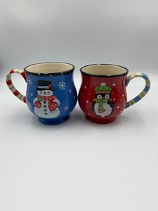 Temp-Tations by Tara Winter Whmsy Snowman & Penguin Coffee Mugs. Set of 2. - Picture 1 of 3