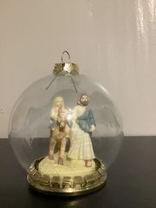 Vintage Christbaum Krippe Heilige Familie Kugel Ornament - Bild 1 von 7