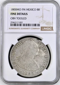 MEXICO 1800 MO FM 8 REALE  NGC Fine Details Obv Tooled - Picture 1 of 4