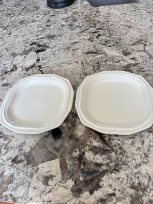 RARE Pair Pfaltzgraff Heritage 9 1/2” White Square Plates - Image 1 of 2