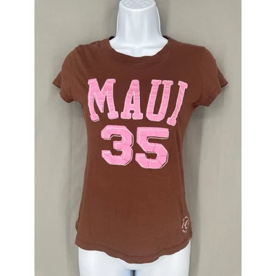 Camiseta Y2K Vintage American Eagle Top Mujer XS Marrón Rosa Preppy Gráfico Bebé  Foto 1 de 4