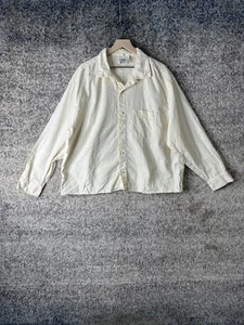 Zara Shirt Mens Large Off White Linen Cotton Blend Button Front Pocket Casual - Picture 1 of 7