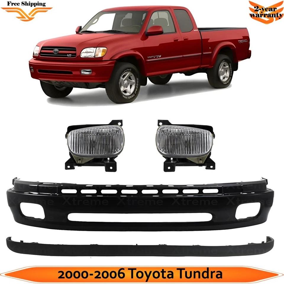 Front Bumper Paintable & Fog Lights Kit For 2000-2006 Toyota Tundra Base SR5 - Imagem 1 de 4