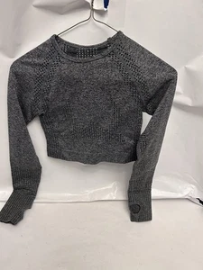 unbranded gray long sleeve stretchy small belly shirt womens - Picture 1 of 4