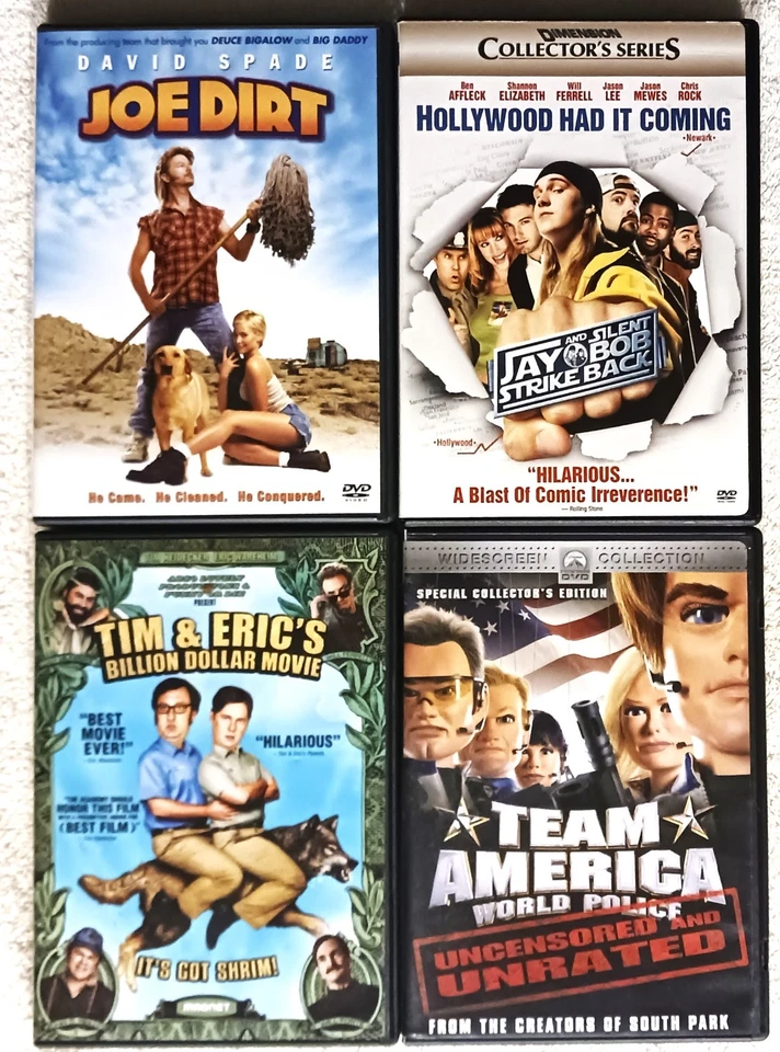 Lot of 4 Cult Comedy DVDs - Joe Dirt - Team America - Tim & Eric Billion Dollar Foto 1 de 1
