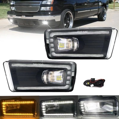 LED Fog Lights With DRL For 2007-2014 Chevy Silverado Avalanche Suburban Tahoe - Image 1 of 4