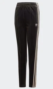 Pantalones de chándal Adidas para niñas de terciopelo ajustados cintura alta cebra negros 3 rayas talla L nuevos con etiquetas - Imagen 1 de 12