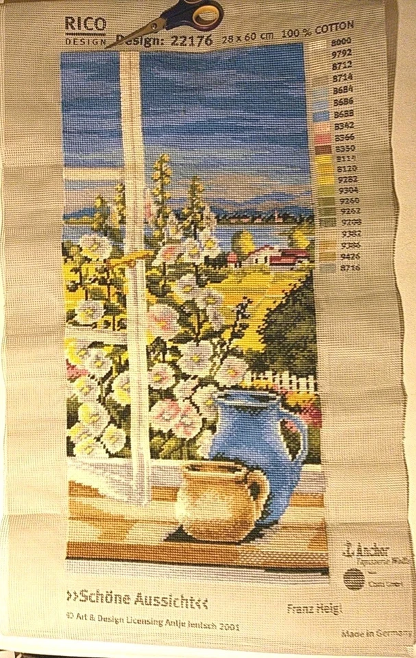 SCHÖNE AUSSICHT, LANDSCHAFT, NATUR, Stickbild, RICO Gobelin, 28x 60 cm, TOP! - Bild 1 von 1