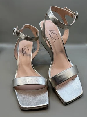 Кожаные сандалии AGL Mimi с ремешком на лодыжке на танкетке размер 8 ЕС 38 D689001 - Изображение 1 из 4