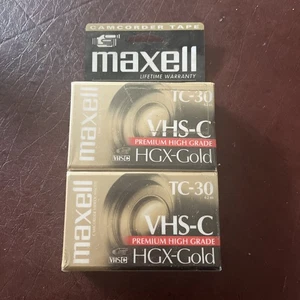 Maxell TC-30 VHS-C HGX-Gold Camcoder Video Tape - 2 Pack Sealed New - Picture 1 of 5