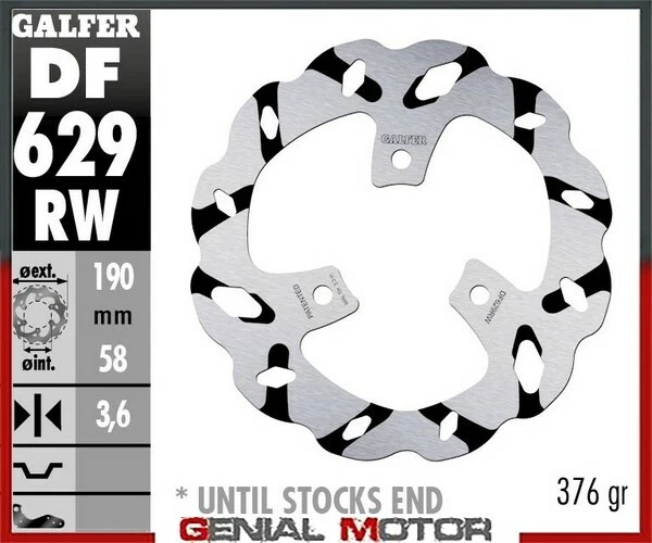 Galfer Rear Brake Disc Wave Grooved 190X3.6mm Aprilia Rally 50 Lc 1996 - Image 1 of 1