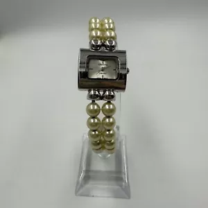 Geneva Limited Japan Movt Ladies Womens Watch Faux Pearl Bracelet Band Rectangle - Picture 1 of 6