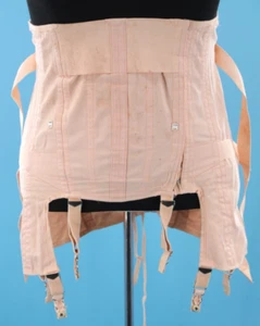 VTG Women's 40s 50s Pink Camp Girdle W Garters & Fan Lacing 1940s 1950s Lingerie - Picture 1 of 20