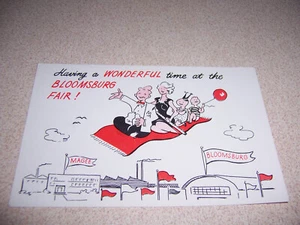 1950s A WONDERFUL TIME at BLOOMSBURG FAIR, PA. VTG POSTCARD by MAGEE CARPET CO. - Imagen 1 de 2