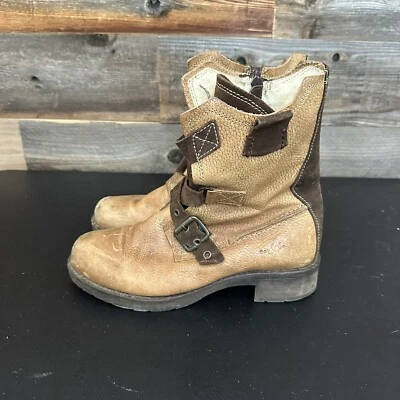 Bos & Co Ladies Boots Size 39 Tan Leather Brown Accent Olinda Side Zip Low Heel - Image 1 of 4