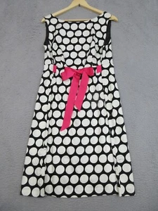 Jessica Howard Abito Donna 14W Nero-Bianco Pois Rosa Fiocco Retrò Chic Trendy - Foto 1 di 20