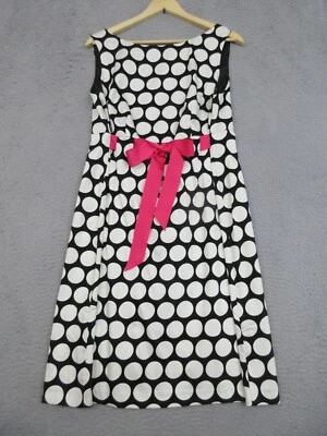 Vestido Jessica Howard Mujer 14W Negro-Blanco Lunares Rosa Lazo Retro Elegante Moda Foto 1 de 4